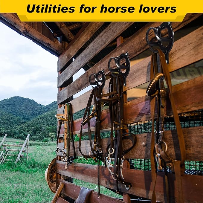 Dunzy 6 Counts Horse Bridle Rack Bridle Bracket Bridle Hooks Horse Tack Storage Halter Hanger Metal Bridle Holder with Tubes and Screw for Barn Supplies, Black