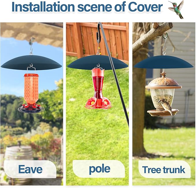 Bird Feeder Dome Guard,Squirrel Baffle for Hanging Feeder,13-Inch Cover for Shepherd's Hook in The Outdoors (Blue), 2 Pack