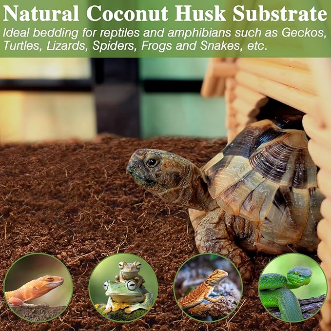 ZeeDix 1 Pack Coconut Fiber Substrate, 100% Organic Coconut Husk Coco Coir Brick Terrarium Bedding for Reptiles, Tortoise, Bearded Dragon, Leopard Gecko, Snake, Hermit Crabs, Frogs, Tarantula(10LB)