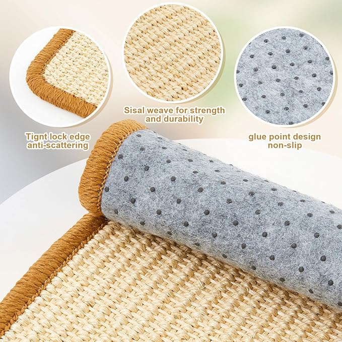 Thyle 8 Pcs Rabbit Scratching Pad Bulk 16 x 12 Inch Natural Sisal Bunny Scratch Mat Easy Replacement Claws and Teeth Care Rabbit Mats for Cat Cages Chew Toys for Bunny Pet Biting Sleeping Nesting