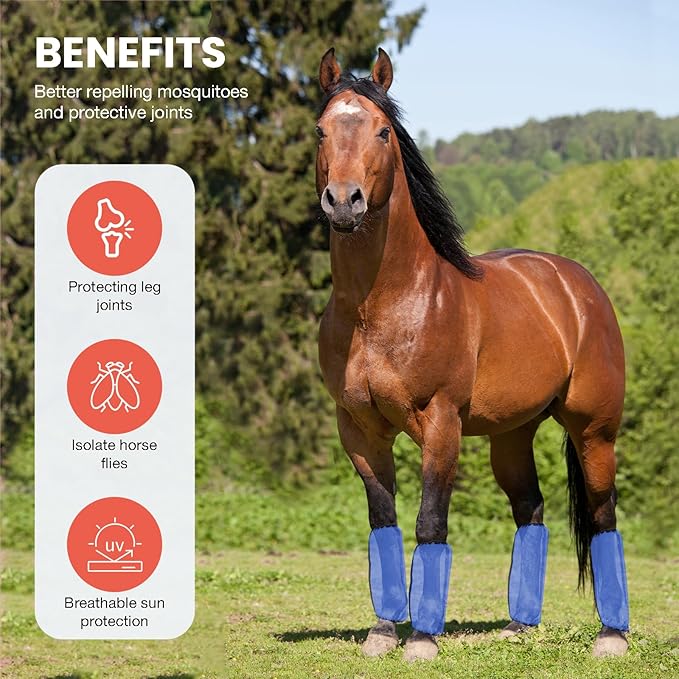 Mesh Fly Boots Horse Fly Boots Mesh Fly Wraps Leg Guard for Horse Set of 4