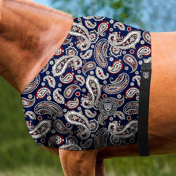 Harrison Howard Heat-Insulating Breathable Stretchy Shoulder Guard Anti Rub Bib for Horse Paisley M