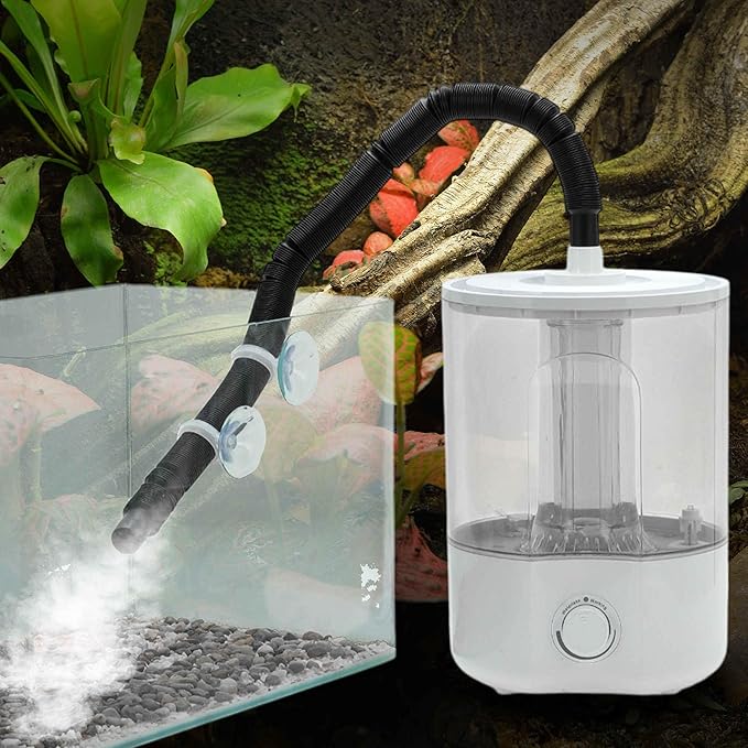 Reptile Fogger, 4L Top Fill Adjustable Mister Tank, Reptile Humidifier for Terrariums and Paludarium, Enhances Humidity Control, White, 1 Set