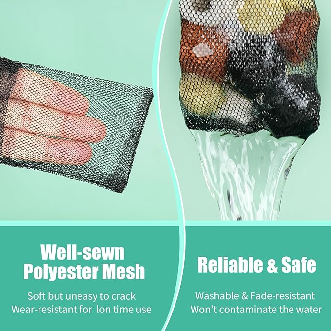 AQUANEAT 10pcs Aquarium Filter Media Bags, Fish Tank Coarse Mesh Bags with Plastic Zipper for Activated Carbon(3" x 8")