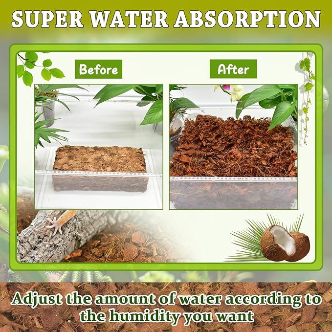 ZeeDix Coconut Husk for Reptiles, Organic Coconut Chips Substrate Coco Husk Snake Bedding, Coco Coir Chips Reptile Substrate for Ball Python, Tortoises, Geckos, Lizards, Hermit Crab, Lizard, Tarantula