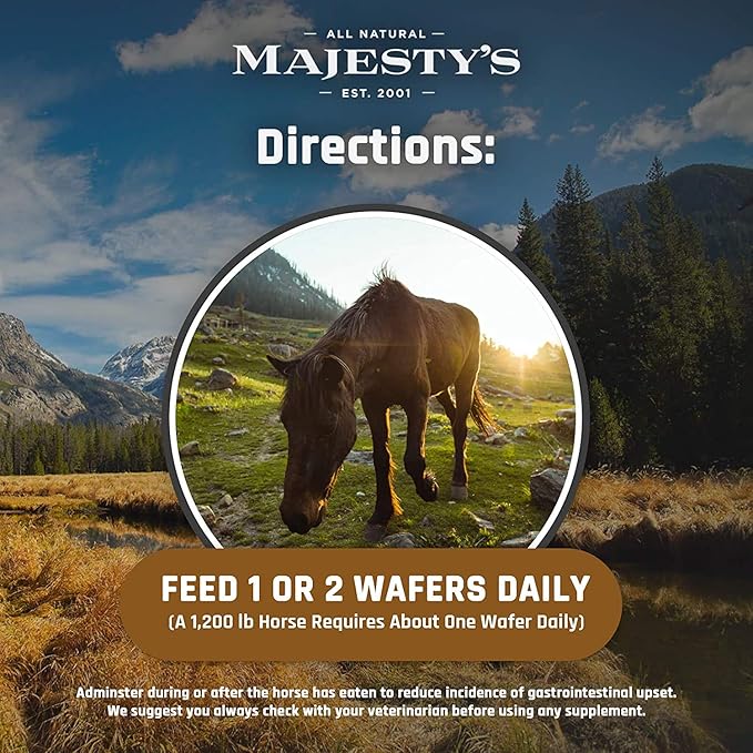 Majesty's Omega Wafers - Superior Horse/Equine Skin, Coat, and Immune Support Supplement - Omega 3, 6, 9, and Biotin (Peppermint, 2 Pack(120 Count Total))