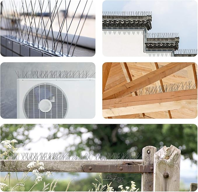 OFFO Bird Spikes with Stainless Steel Base, Durable Bird Spikes Arrow Pigeon Spikes Fence Kit for Keeping Small Bird, Crows and Woodpeckers Away, Covers 3.4 Feet(1.04m)
