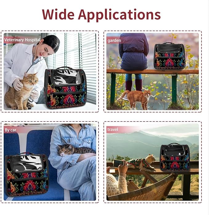 Motifs African Boho Paisley Floral (26) Pet Carrier Airline Approved Pet Carrier Bag Dog Carrier for Small Medium Cats Dogs Puppies Kitten