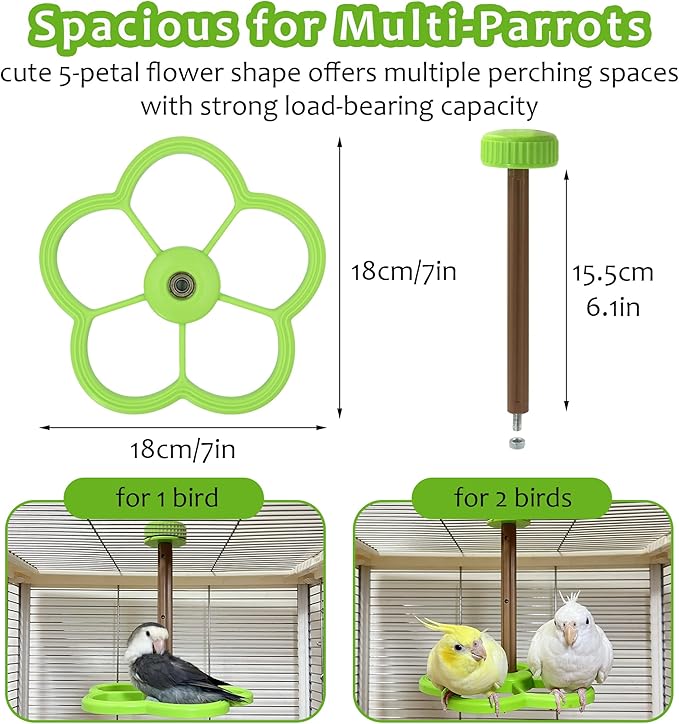 Washable Bird Spinning Toy, 360° Rotation Parrot Perch with Anti-Slip Texture, Sturdy Hanging Parakeet Toys with 1.8'' Larger Washer Fit Most Birds Cage, Large Bird Cage Toy for Cockatiel Budgie