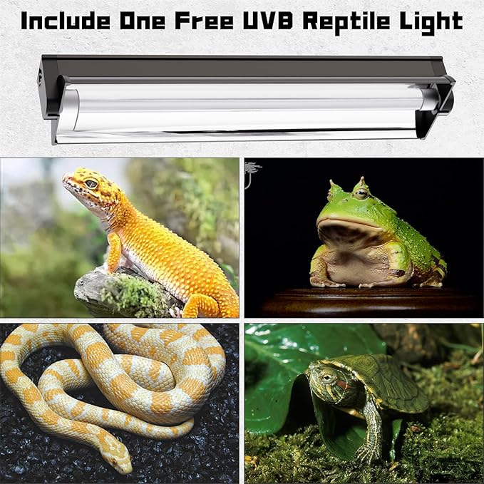 T5 UVB Reptile Lighting Fixture, UVB Light for Reptiles, 8W 10.0 UVB Lighting Combo Kit for Desert & Tropical Reptiles (Lizard, Bearded Dragon, Tortoise), 12INCH