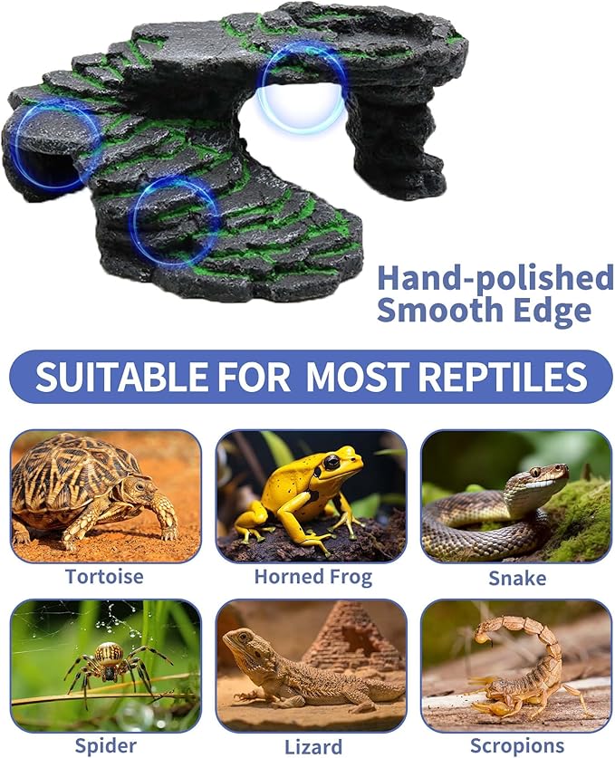 Turtle Basking Platform Turtle Tank Decoration for Aquariums & Terrarium, Turtle, Lizard, Reptile Habitat Hideout (Black)