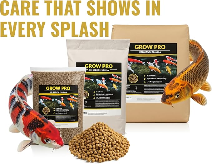 HALF OFF PONDS Grow Pro Koi Fish Food - 30 lb Floating Pellets, 5mm Size - Goldfish Food for Ponds - 40% Protein with Fish Meal & Probiotics - Designed for Rapid Growth & High Digestibility