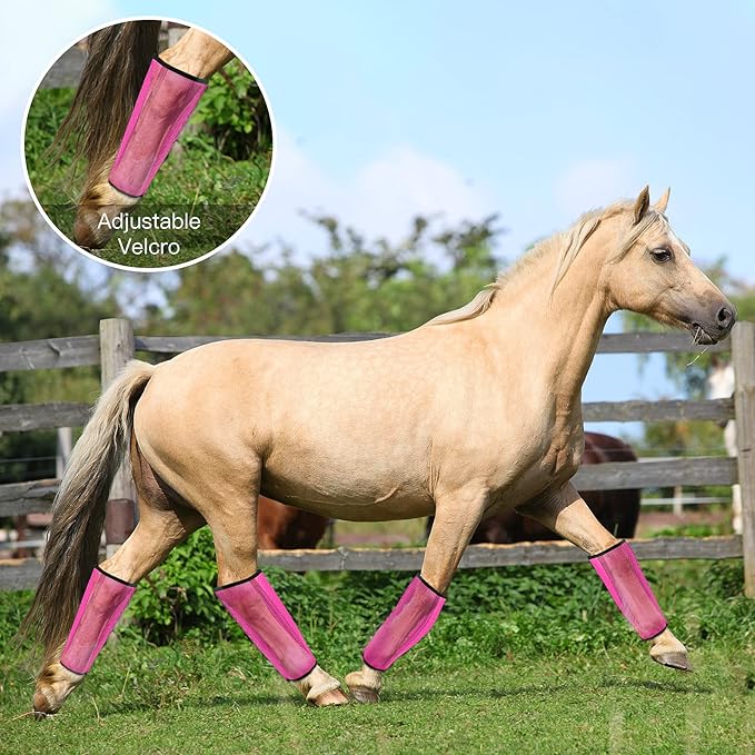 4 Sets Fly Boots Loose Fitting & Non-Slip Horse Fly Leggings No More Horsefly Nuisance Greatly Reduce Stomping Breathable with Natural Air Flow