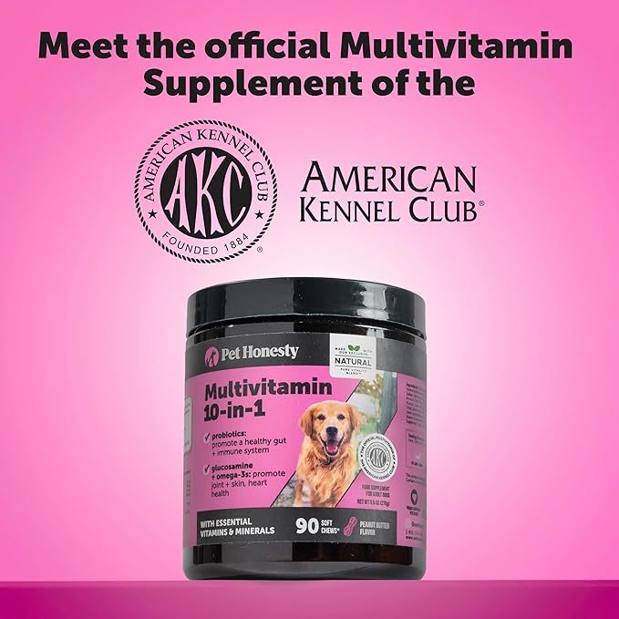 Dog Multivitamin - 10 in 1 Dog Vitamins for Health & Heart - Omega Fish Oil, Glucosamine & Probiotics - Dog Vitamins and Supplements for Skin and Coat (Chicken 180 ct)