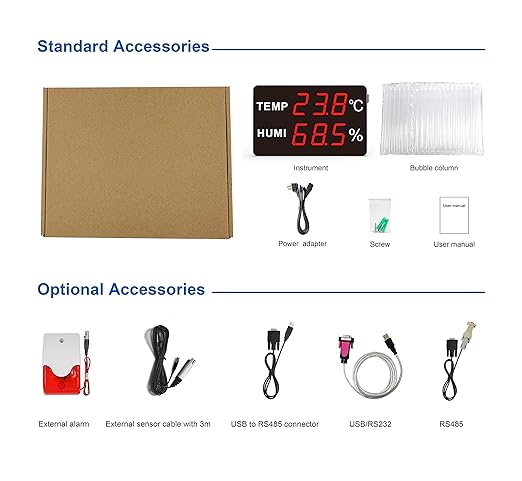 Industry Rated High Accuracy Large 5-Inch LED Display Thermometer & Hygrometer