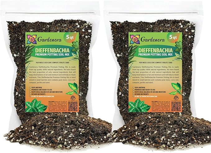 Gardenera Premium Dumb Cane Potting Soil Mix - Ideal Blend for Growing Robust and Healthy Dumb Cane Plants - 10 Quart