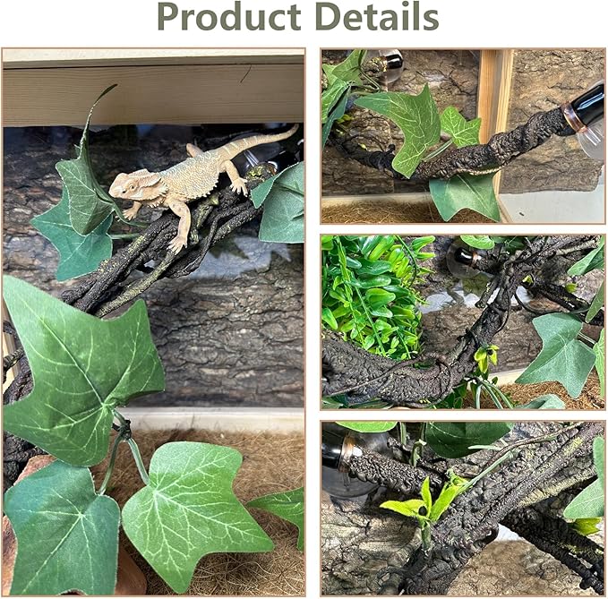 Reptile Climbing Branch Flexible Bend-A-Branch Jungle Vines Terrarium Plant Decoration with Suction Cup for Crested Gecko Chameleon Gecko Snake Tree Frog 2PCS