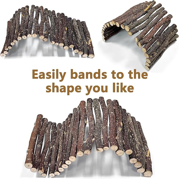 Hamiledyi 2pcs Large Reptile Hides Bearded Dragon Hide Bendable Climbing Bridge Wood Tunnel Tortoise Hut Lizard Hiding Cave for Snake Turtle Gecko Chameleon (15.8" x 7.9")