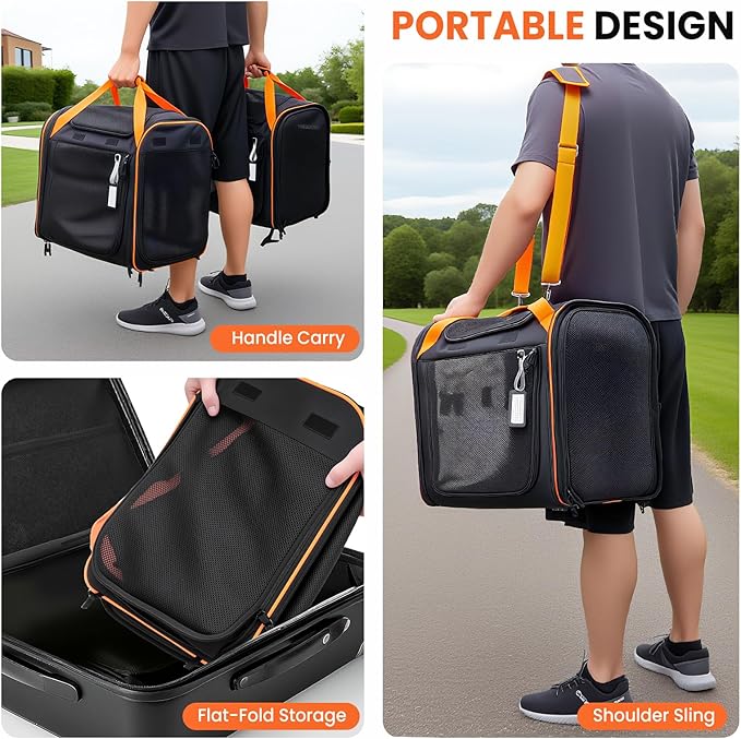 Large Cat Carrier 2-in-1 with Litter Box & Bowl, Portable Cat Carrier Hard for 2 Cats, Double Cat Travel Carrier with Safety Locking Zippers, Ideal for Long Distance Trips, Outdoor Adventures