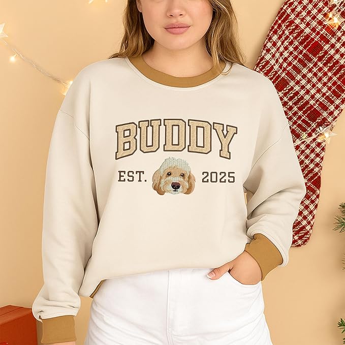 NAZENTI Personalized Dog Sweatshirt, Custom Photo Shirts, Dog Embroidered Shirt for Women, Men, Pet Lovers Gifts, Mom Gift