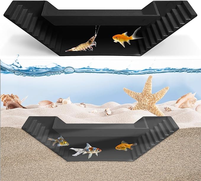 Aquarium Underground Tunnel Small Fish Cave Hideout with 2 Entrances Under Gravel Viewing Shrimp Tunnel Plastic Fish Tank Decoration (Black)