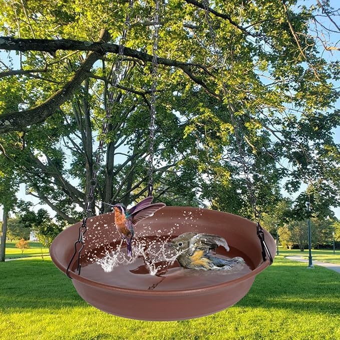 Hanging Bird Bath for Outside, VUWEZ Hanging Birdbath & Bird Feeder for Outdoors, Birds Water Wild Feeders Tray Bowl Accessories for Outdoor, Small Large Birdbaths Bowls for Garden Balcony Decoration
