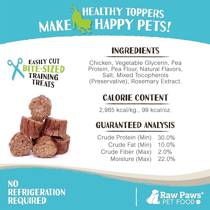 Raw Paws Grain-Free Soft Stick Treats for Dogs & Cats - Chicken Recipe, 6-oz - USA Soft Chicken Dog Treats Grain Free - Sausage Sticks for Dogs, Dog Jerky Sticks - Chewy Jerky