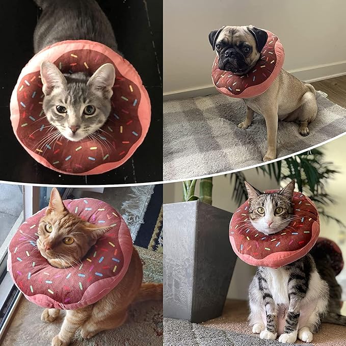 BINGPET Soft, Adjustable Protective Cat Cone Collar Alternative - Cute Surgery Recovery Suit for Kittens and Puppies - Prevents Licking Wounds