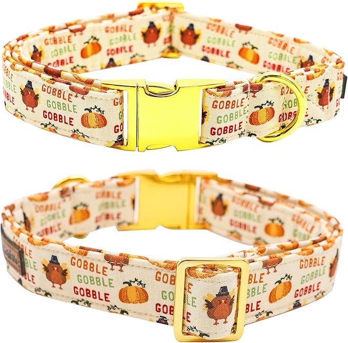 Dog Collar, Thanksgiving Turkey Pet Collar Bow Holiday Girl Boy Bow Dog Collars Puppy Collar Adjustable for X-Small Dogs