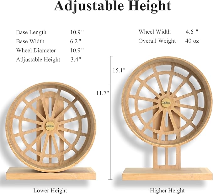 Hamster Wheel – Silent Hamster Toys, 11 Inch Chinchilla Wheel for Syrian, Dwarf Hamsters, Gerbil Wheel – Bamboo Cage Accessories, Exercise Wheel, Small Animal Toy