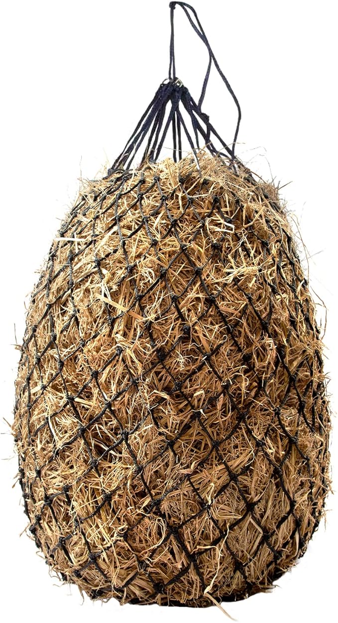 Bloomoak Slow Feed Hay Net for Horses, 40" Hay Bag with 2 inch Hole for Horse and Goat, Heavy Duty PE,Easy Fill with Rings…