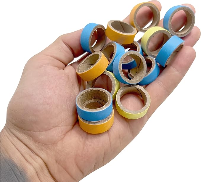by M&M 8008 Pk25 1 Inch Ring Donut - Colorful Shreddable Chewable Compressed Cardboard Foot Toys, Small Easy to Manipulate Mini Rings, Safe for All Types of Pets to Shred
