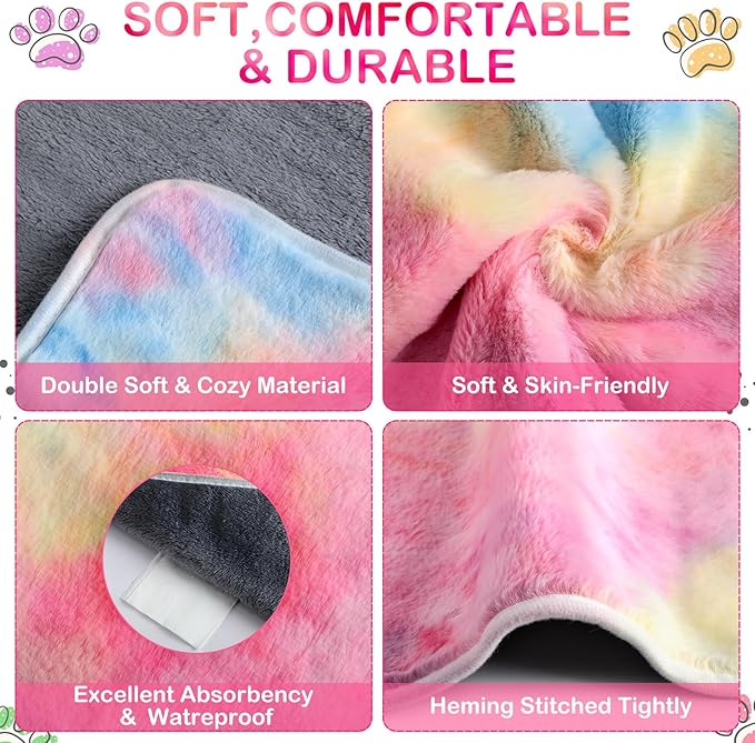 Tudomro 8 Pcs Guinea Pig Blankets Absorbent Washable Animal Fleece Bedding Cage Liners Waterproof Reusable Pet Pee Sleep Mat Pad Cover for Chinchilla Hamster Ferret(Tie Dye,16 x 24 Inch)