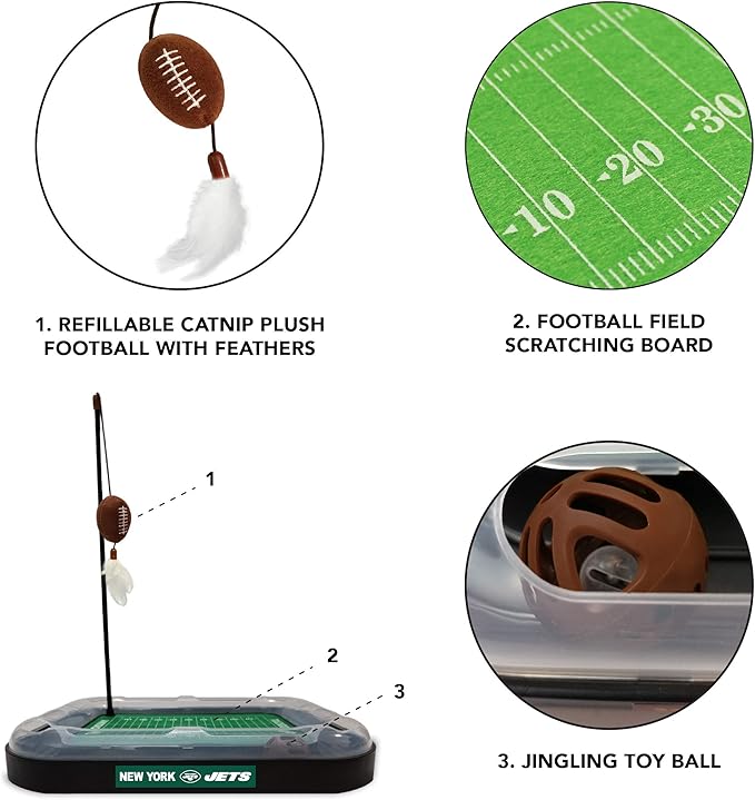 Pets First Cat Scratching Pets First New York Jets Football Field CAT Scratcher Toy with Catnip, Cat Chasing 5-in-1 Kitty Toy, multicolor