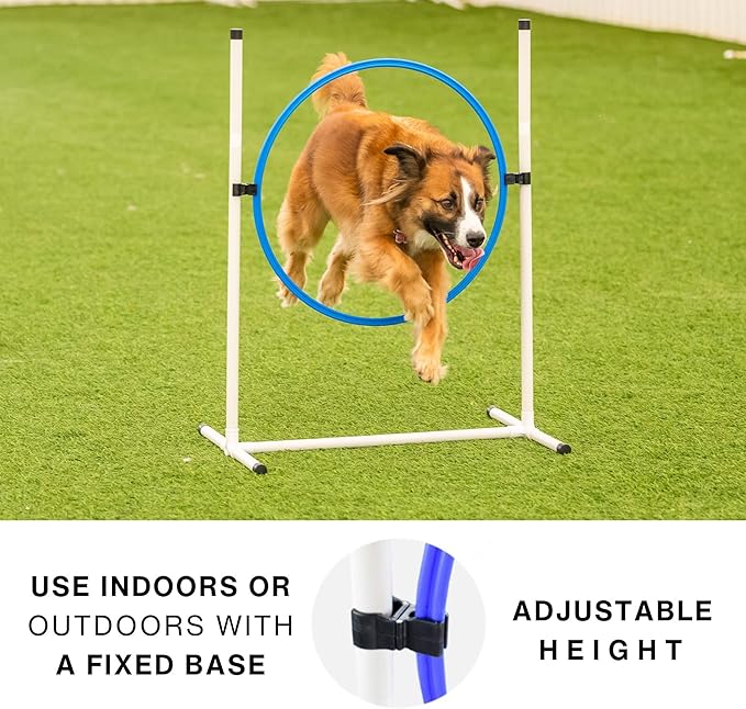 Better Sporting Dogs Agility Course Backyard Set - 7pc Indoor and Outdoor Agility Training Equipment for Dogs - 3 Jumps - 2 Tunnels with Sandbags - Weave Poles for Dog Obstacle Training
