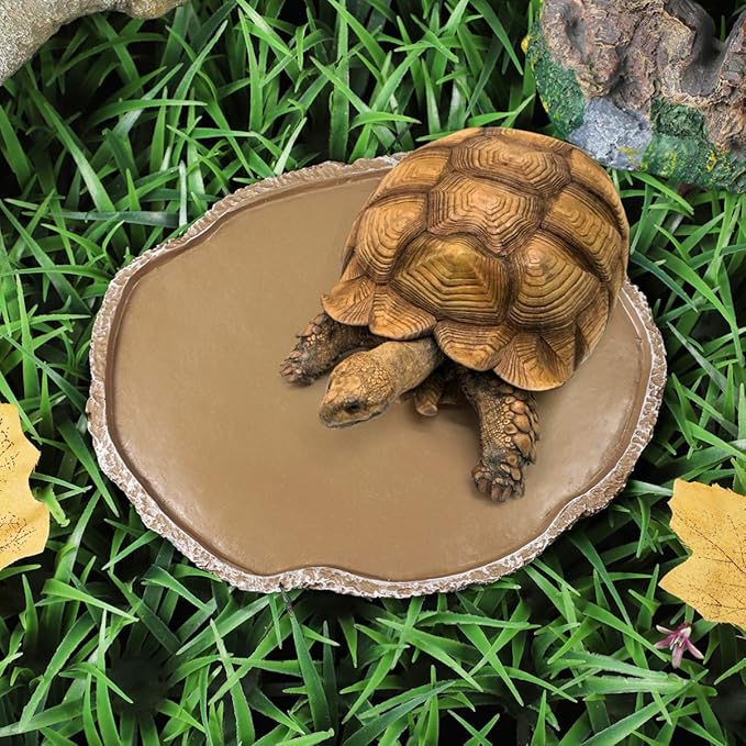 UEETEK Reptile Water Dish: Resin Bowl for Snakes, Turtles, Lizards, 7 x 5.5 x 0.3 inch
