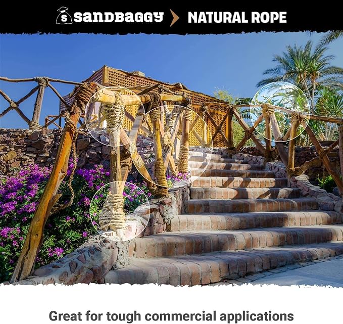 Sandbaggy Sisal Rope Twine 1/4 inch x 500 ft | Industrial Grade (8 Rolls)
