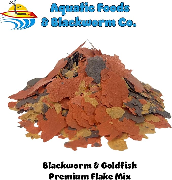 Aquatic Foods Inc. Flakes - 45% California Blackworm & Goldfish Flake Mix for Aquarium Goldfish, Koi Fish & Pond Goldfish, All Pond Fish - Premium AF Flakes - 1/4-lbs