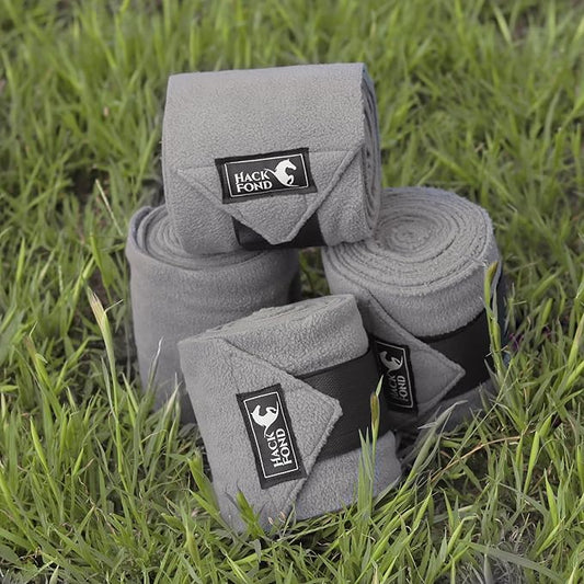 Horse Polo Leg Wraps, 10' Long Fleece Polo Wraps for Horses Set of 4, Horse Leg Bandages Stable Supplies Equestrian Boots Horse Leg Protection Dark Gray