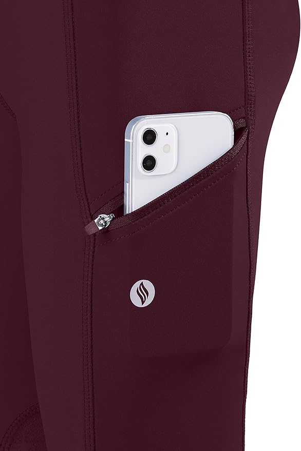 SANTINY Girls Horse Riding Pants with Zipper Pockets Kids Stretchy Equestrian Breeches Knee-Patch Youth Schooling Tights