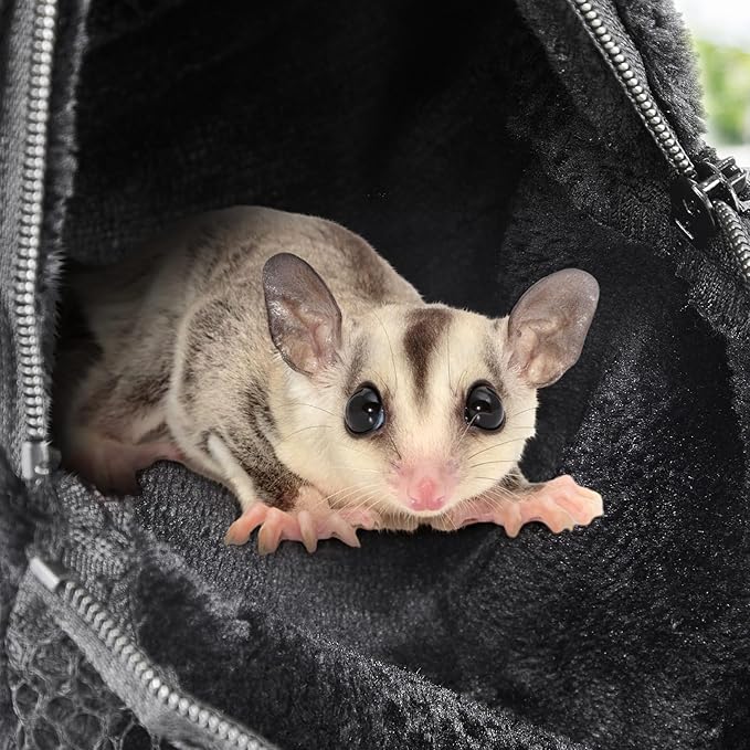 Sweetude 2 Pcs Sugar Glider Bonding Pouch Small Animal Outgoing Sleeping Bag Breathable Small Animal Carry Pouch with Shoulder Strap for Marmosets Squirrels Hamsters and Other Pets(Black)