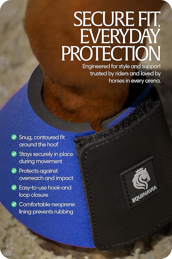 Equinavia Toki Bell Boots for Horses | Neoprene Overreach Boots - Royal Blue - L