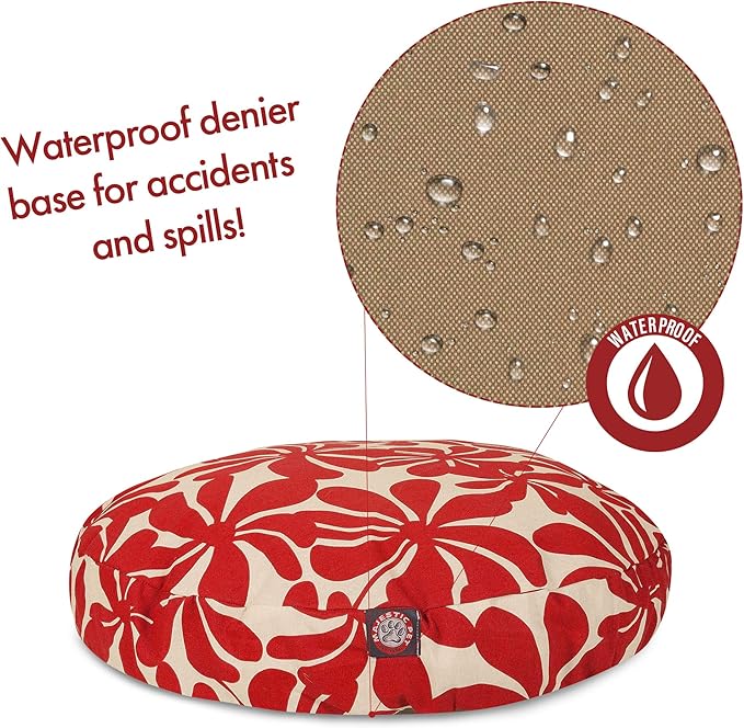 Red Plantation Medium Round Indoor Outdoor Pet Dog Bed With Removable Washable Cover By Majestic Pet Products