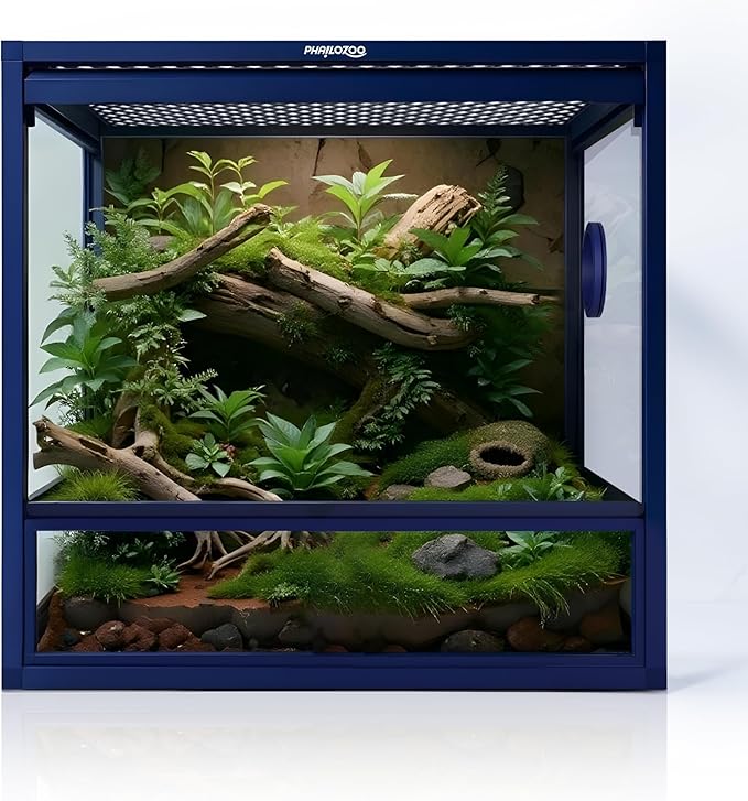 MagicCube 18'' x 18'' x 18'' Reptile Terrarium with Lock, 24 Gallon Reptile Tank with Flip-Up Tempered Glass Door, Top Screen Ventilation for Leopard Gecko, Lizards