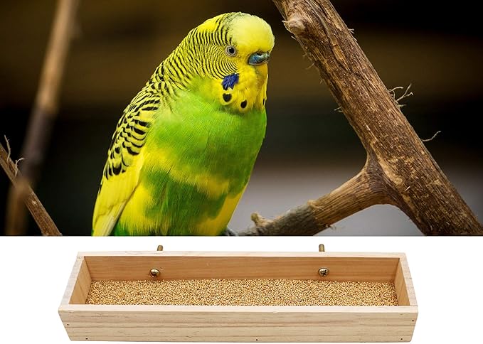 Bird Feeding Cups, Natural Wooden Parrot Perch Stand, Birds Food Dish, Parakeets Feeder Bowl, Cage Accessories for Small Animals Rat Hamster Guinea Pig Chinchillas Budgies Cockatiels Love Birds
