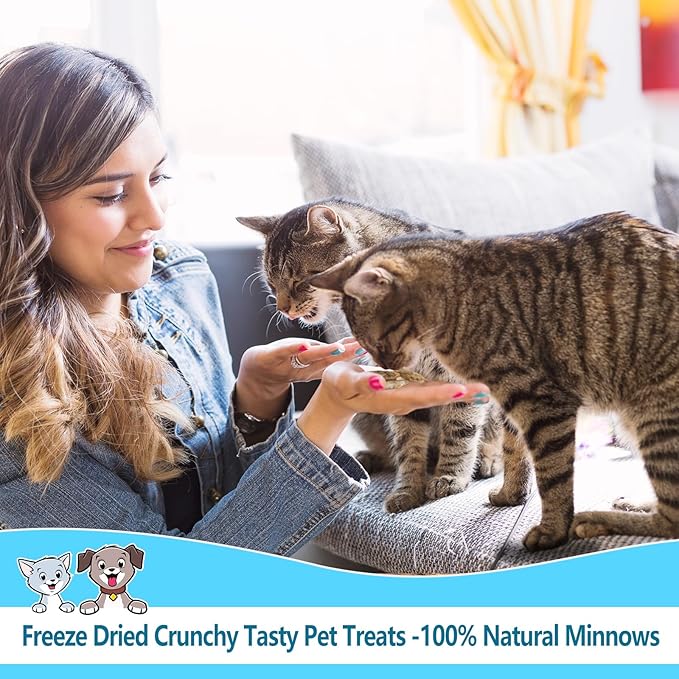 Minnows - 8.5 oz Freeze Dried Minnows for Cats & Dogs - 100% Natural Premium Cat & Dog Treat (8.5 OZ)
