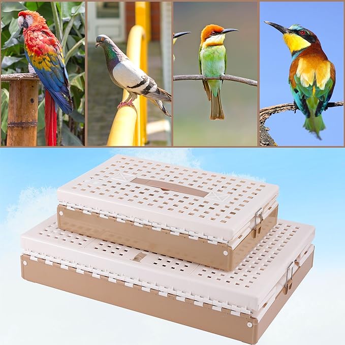 Plastic Folding Pigeon Cage, Portable Pet Bird Travel Cage Carrier Pigeon Cage Pairing Cage Pigeon Nest Box Easy to Clean for Training and Release Competition (XL)