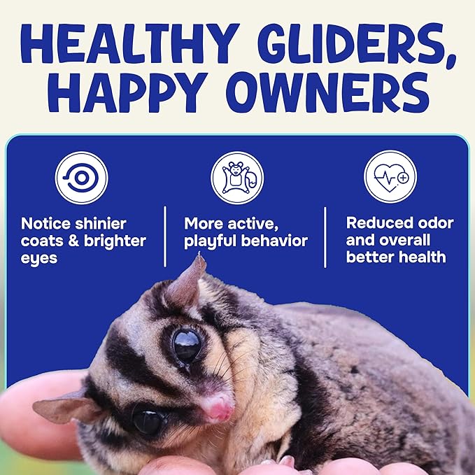 Happy Glider Premium Sugar Glider Food - High Protein, Calcium and Vitamins, Complete Nutrition for Small Animals & Exotic Pets, 2 Months Supply - Honey & Marshmallow, 3 lbs
