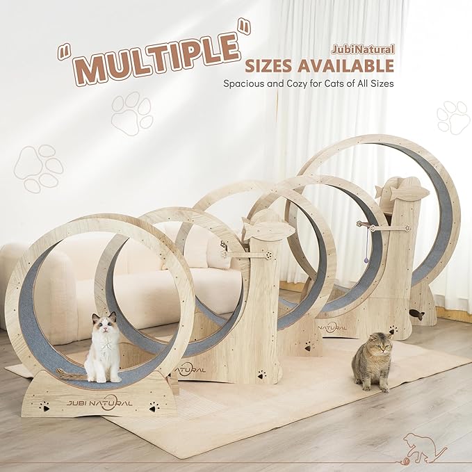 Cat Exercise Wheel, 35.9" Cat Running Wheels for Indoor Cats with with Locking Mechanism, Cats Treadmill Wheels with Scratching Board and Teaser Toy, Cat's Weight Loss and Health