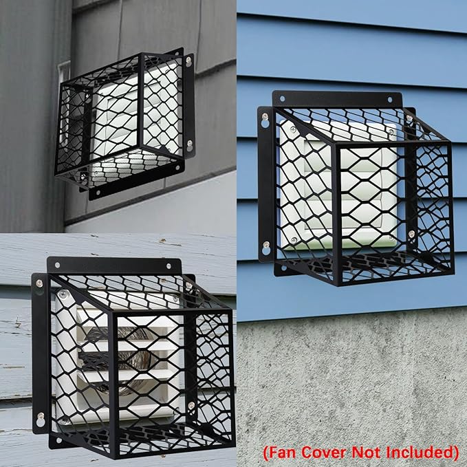 Dryer Vent Bird Guard,Dryer Vent Cover Bird Guard Cage for Most 3" to 4" Exhaust Fan Cover,7"Lx7"Wx5"H Steel Ventilation Bird Cage for Bathroom Exhaust Ventilation,Black